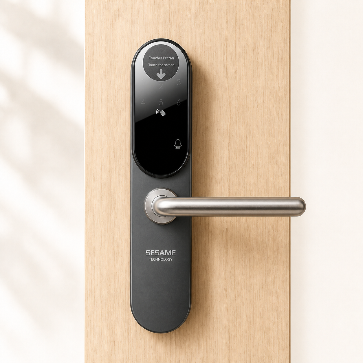 Serrure Sesame Hôtelière Premium avec écran tactile et poignée inox
